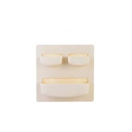 Estante de pared doble para pasta dental, fácil instalación, diseño moderno.
