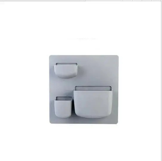 Set x2 Estante de pared de pasta gris, con 3 compartimentos, para organizar espacios pequeños.