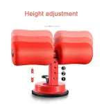 Soporte base rojo para ejercicio abdominal, ajustable en altura con ventosa y selector de 3 niveles.