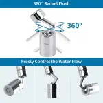 Grifo ahorrador de agua giratorio multifuncional, con movimiento de 360 grados y control de flujo.