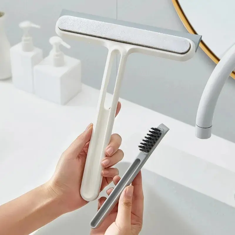 Set x2 limpiador de vidrios con cepillo, ideal para baños y cocinas.