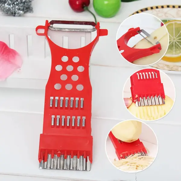 Set de 3 rebanadores de verdura 5 en 1, accesorio de cocina multifuncional de acero inoxidable.