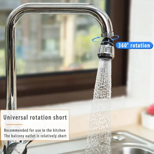 Grifo ahorrador de agua giratorio multifuncional para cocina, salida corta, 360° de rotación.