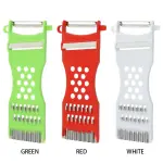 Set x3 rebanador de verdura 5 en 1: verde, rojo y blanco con cuchillas de acero inoxidable.
