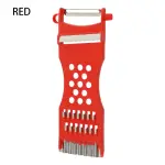 Rebanador de verdura 5 en 1 rojo con cuchillas de acero inoxidable.