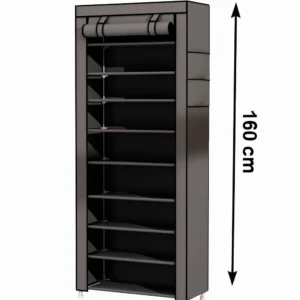 Zapatera closet de 9 niveles armable, 160x60x30 cm, organizador vertical.