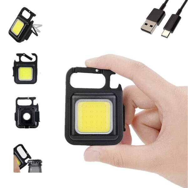 Set x2 Mini Linterna Llavero Led Portátil Magnetica Recargable Usb - Imagen 2