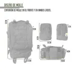 Morral táctico militar grande 56 litros con diseño MOLLE para camping y asalto.