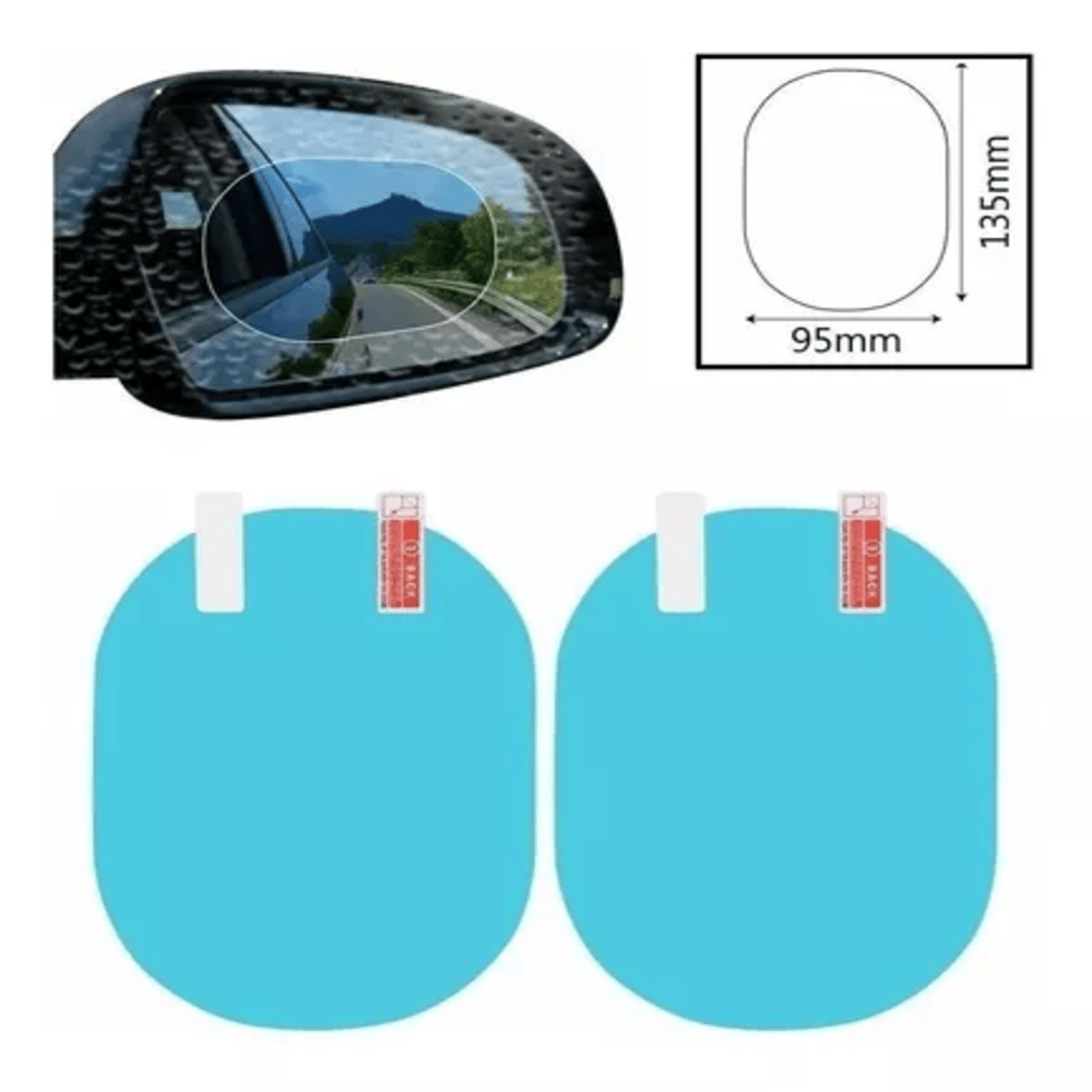 Set x4 pares de película antiempañante para espejos retrovisores de autos.