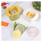 Picador de papa y verduras para picar cebolla, papa y zanahoria, con base de corte.