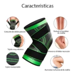 Rodillera deportiva de compresión ajustable: ideal para dolor muscular y fuerza en rodillas.