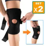 Set x2 rodillera ajustable ortopédica con apertura rotuliana para soporte de rodilla.