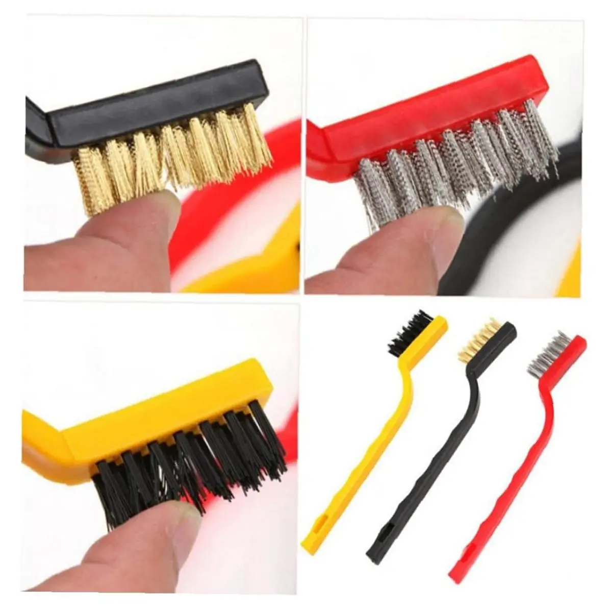 Set x6 cepillos de limpieza para óxido: alambre, acero, latón y nailon.