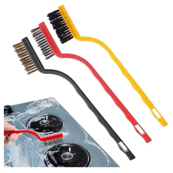 Set de 6 cepillos de limpieza de óxido: alambre, acero, latón y nailon, ideal para estufas.