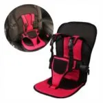 Silla de seguridad infantil ajustable para carro, color rojo y negro, con cinturón de 5 puntos.