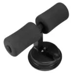 Soporte de ejercicio para abdominales con ventosa y rodillos acolchados negros.