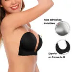 Sujetador invisible adhesivo levantador de busto en forma de U con alas de silicona.