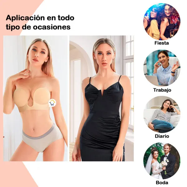 Sujetador invisible adhesivo de silicona para levantar el busto en fiestas, trabajo o bodas.