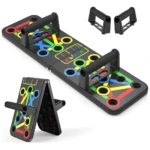 Tabla de empuje portátil multifunción plegable para ejercicios en casa con manijas desmontables.