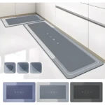 Kit x2 tapetes de cocina absorbentes y antideslizantes, color gris, con diseño moderno y elegante.