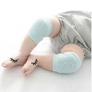 Rodilleras de gateo para bebé con diseño de pestañas, protege rodillas al gatear.