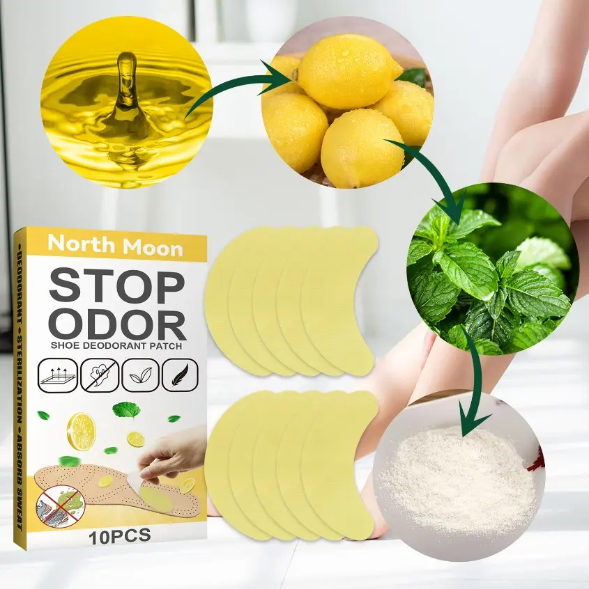 Set x20 parches para zapatos North Moon: antiperspirantes, desodorantes, con limón y menta.