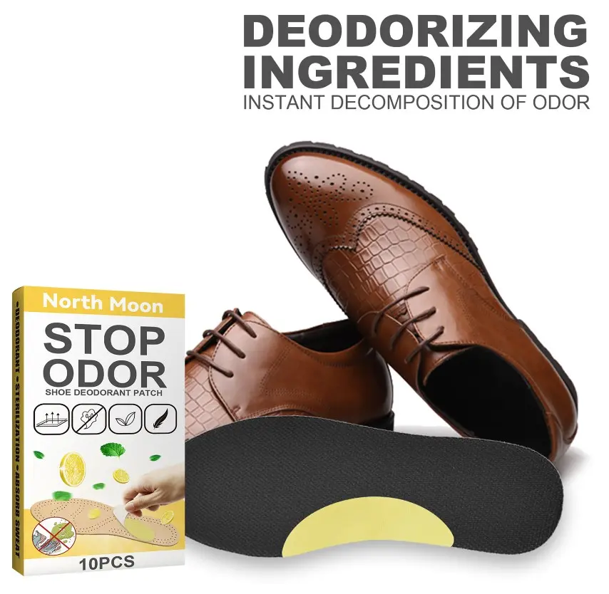 Parches desodorantes para zapatos North Moon, eliminan el mal olor con ingredientes efectivos, 20 unidades.