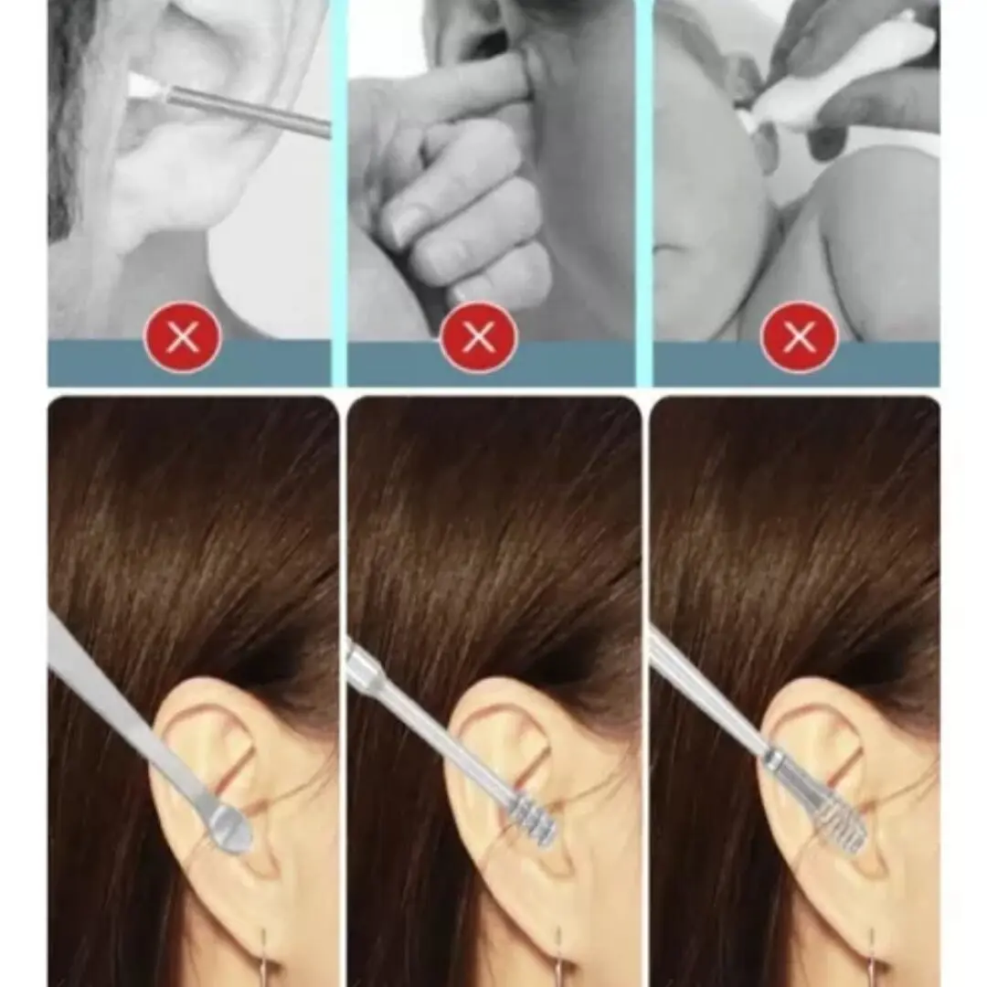 Kit limpieza de oídos con espirales para seguro cuidado, elimina cera con herramientas precisas.