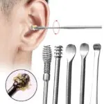 Kit de limpieza de oídos con extractor, 10 piezas de acero inoxidable con espiral para eliminar cerumen.
