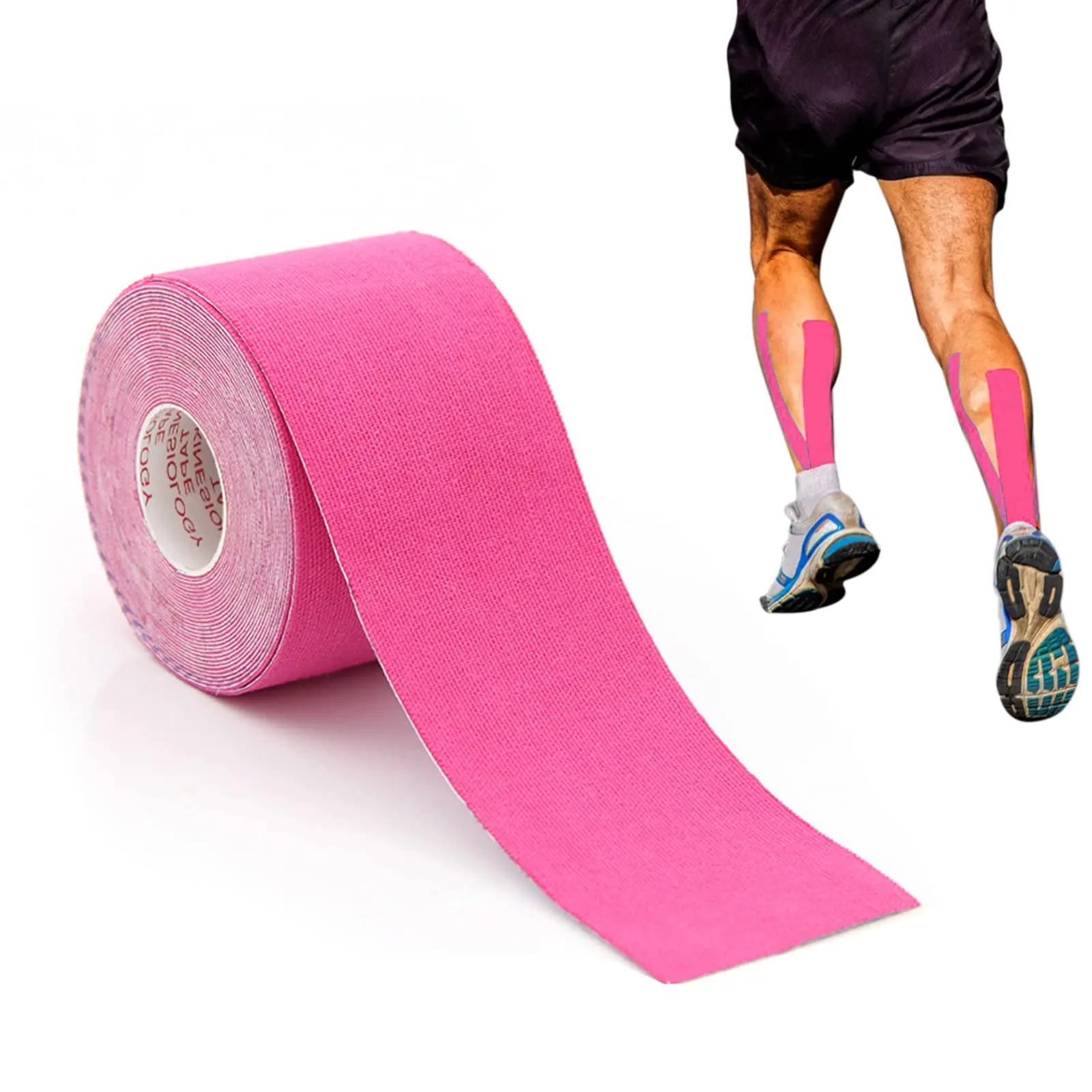 Cinta kinesiológica rosa para deportistas, rollo de kinesiología para recuperación muscular.