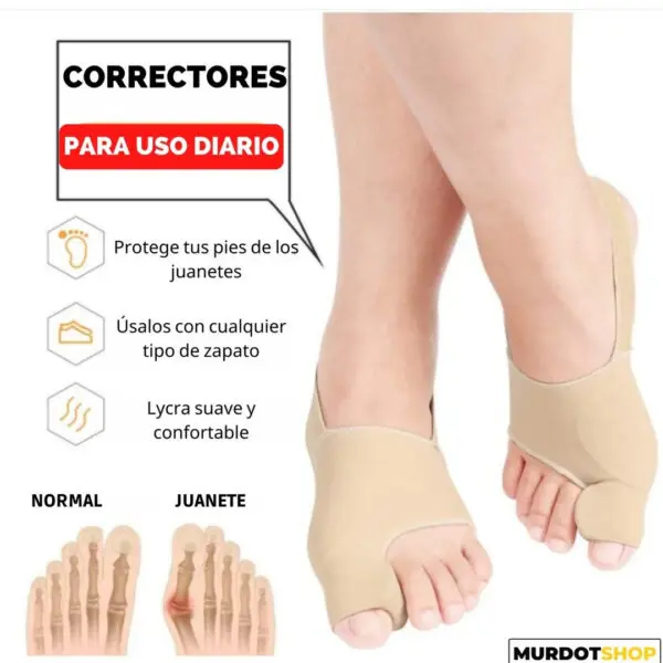 Set x2 Corrector de Juanete para uso diario, protege tus pies, cómodo con lycra.