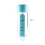 Botella termo pastillero semanal azul 23cm, organiza tus medicinas con estilo.