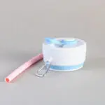 Set x2 Taza para café en silicona blanca y azul con pitillo rosa y mosquetón.