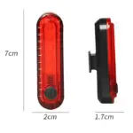 Luz LED roja impermeable para bicicleta, 7cm largo, 2cm ancho, con clip.