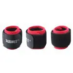 Set x2 muñequeras de neopreno ajustables Aolikes rojas y negras para soporte deportivo.
