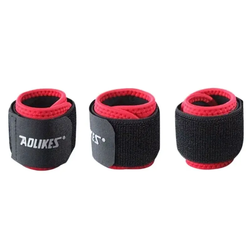 Set x2 muñequeras de neopreno ajustables Aolikes rojas y negras para soporte deportivo.