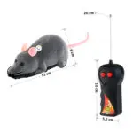 Ratón de juguete gris a control remoto para gatos, con control remoto negro y cable de 20 cm.