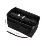 Organizador de bolso negro para dama, dimensiones 37x18x15 cm, mejora el orden interior.