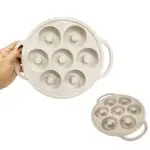 Molde de silicona para 7 donas, con agarraderas y diseño circular apto para horno.