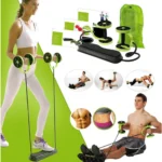 Ruedas Banda Estiramiento Tonificador: mujer ejercitándose, kit abdominales y accesorios.