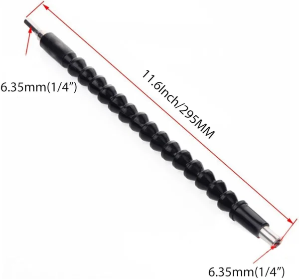 Extensión flexible para taladro de 11.6 pulgadas y 6.35 mm (1/4 de pulgada)