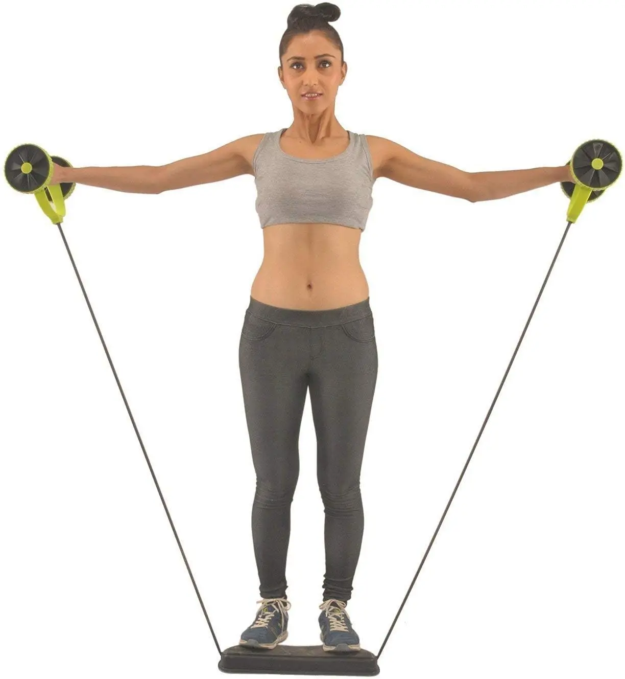 Rueda de tonificación con banda de estiramiento para abdomen, brazos y piernas.