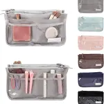 Bolso organizador Oasis gris con compartimentos, para maquillaje y accesorios, varios colores.