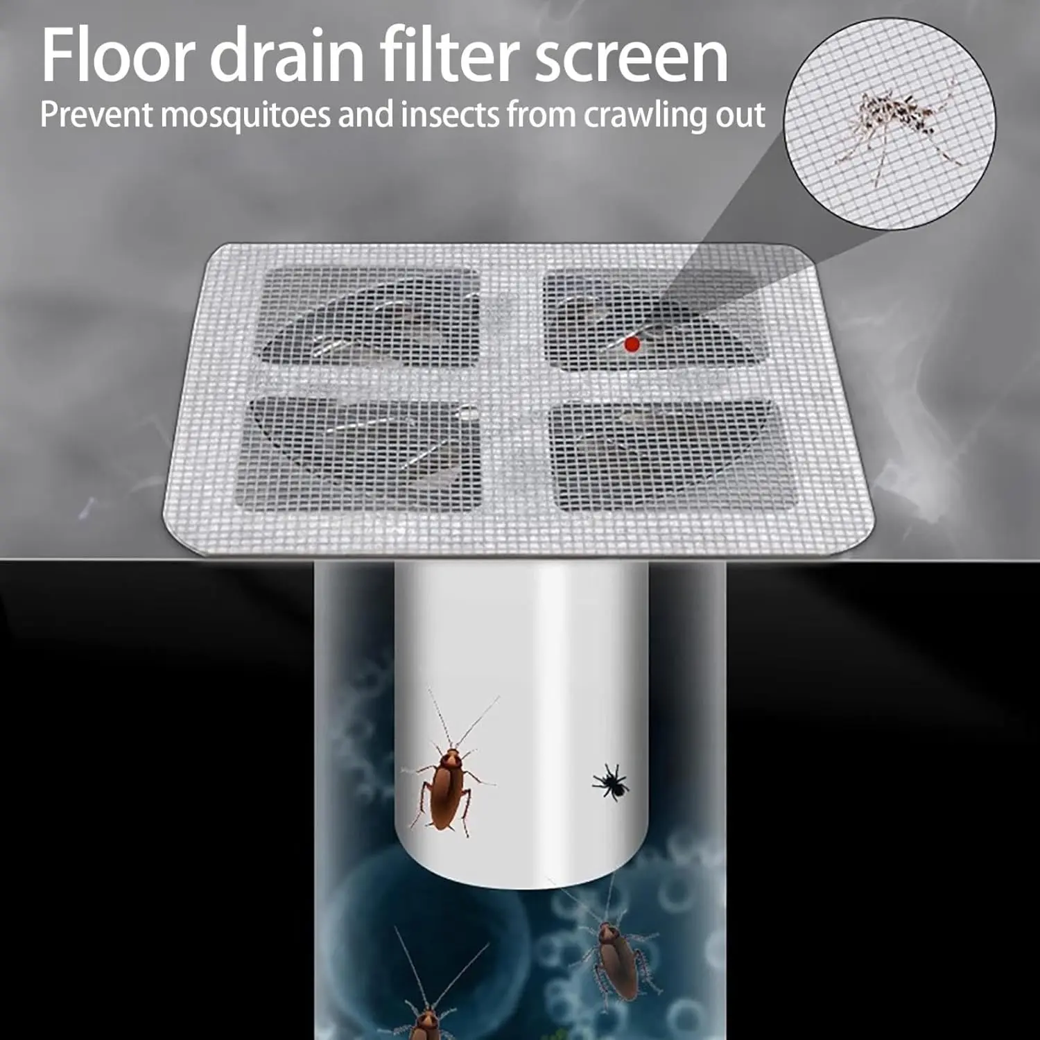 Set x100 malla desechable para drenaje: protege contra mosquitos y cucarachas.