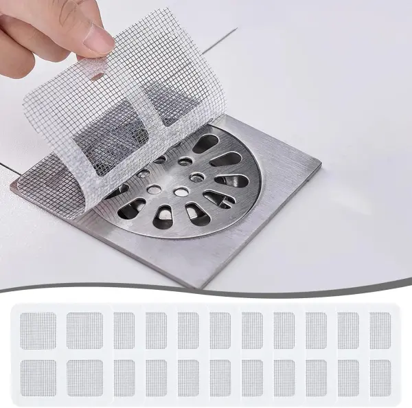 Set x100 malla desechable para drenaje de pisos, previene obstrucciones.