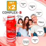Set x2 Complex B Multivitamínico con Maca para toda la familia, endulzado con Stevia.
