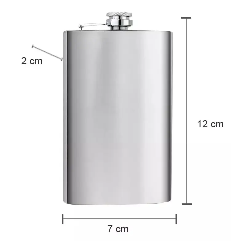 Licorera de acero inoxidable de 5 oz, 12x7x2 cm, ideal para llevar tus bebidas.
