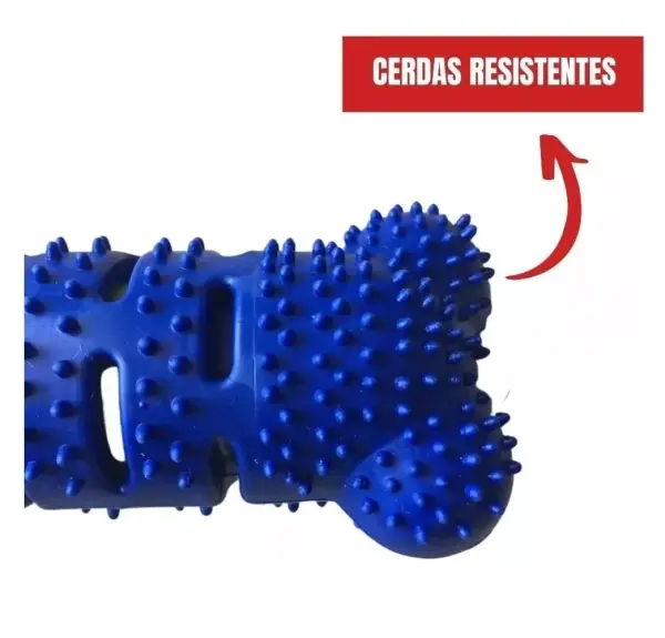Set x2 Hueso cepillo para mascotas azul con cerdas resistentes, ideal para aseo y masaje.