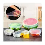 Set 6 tapas elásticas silicona para cubrir alimentos: ensalada, sandía, tomates, etc.