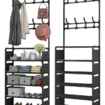 Zapatero organizador de closet con ganchos para abrigos, sombreros y bolsos, 6 niveles.